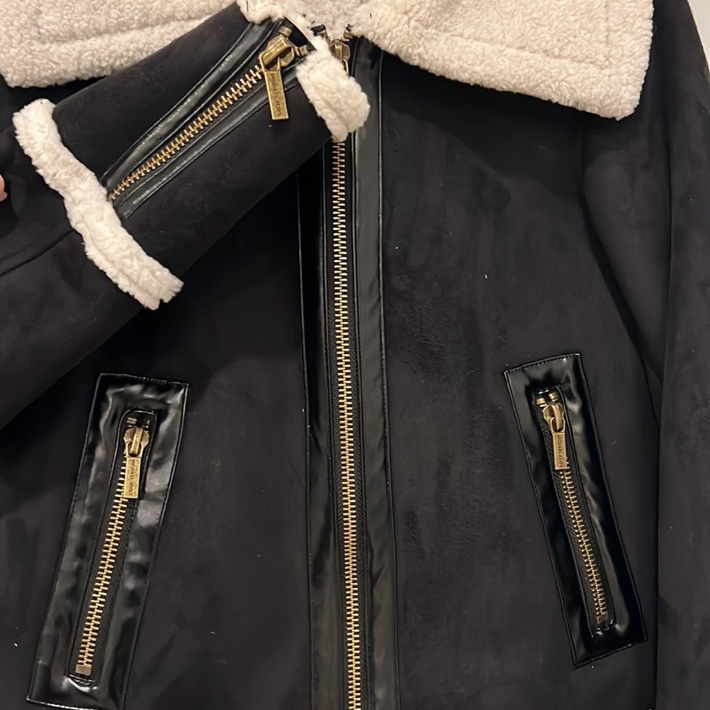 Michael Kors Faux Shearling Sherpa Lined women’s black jacket - Picture 3 of 8